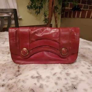Red Leather Clutch Bag